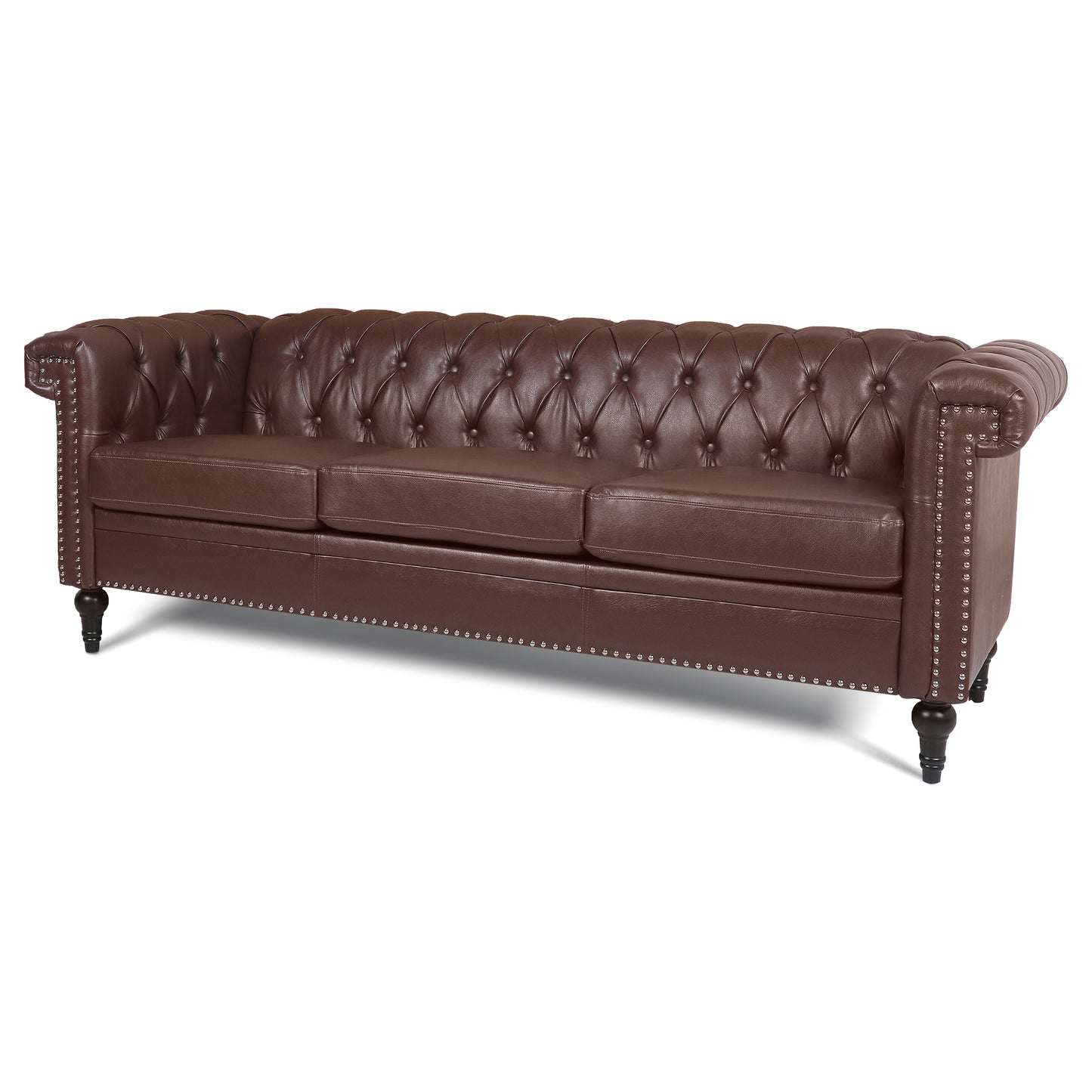 83.66 Traditional Square Arm 3-Seater Sofa with Removable Cushion for Comfort and Style