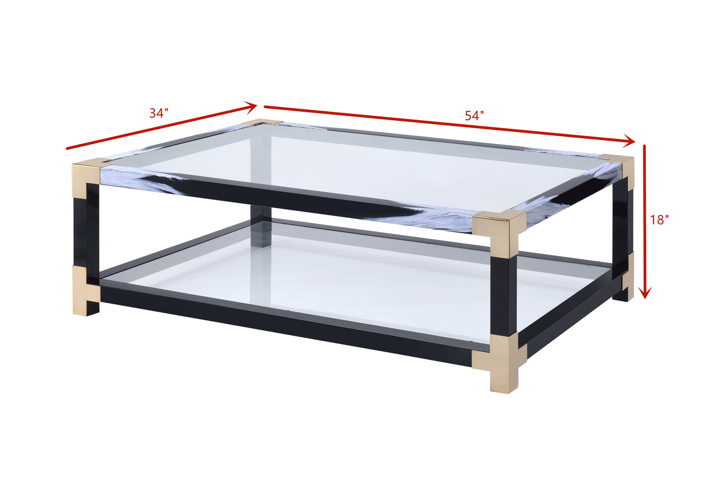 Lafty Modern White & Clear Glass Coffee Table with Storage 81000