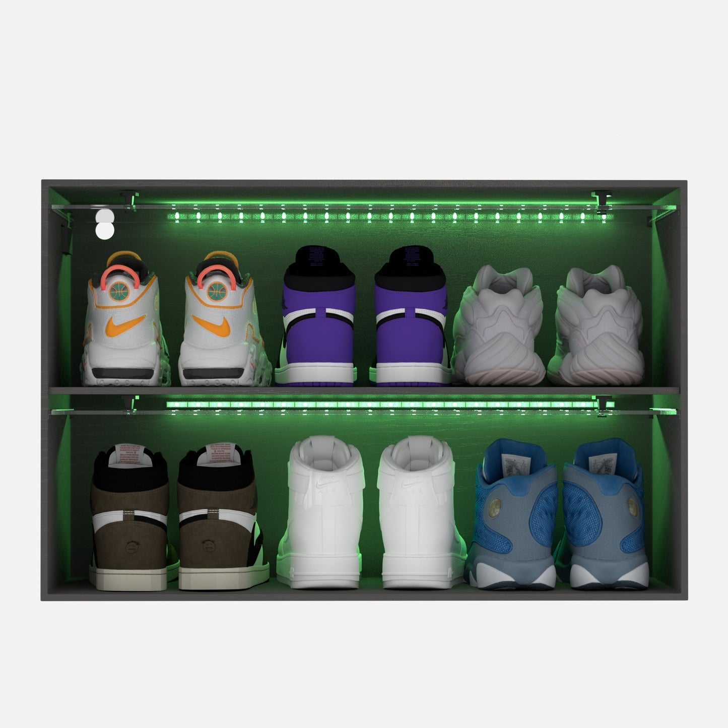 [Video] Sneaker Storage, Wooden Stackable Shoe Storage Box with Sliding Glass Door, Shoe Organizer Storage Box with RGB Led Light for Up To 6 Pairs of Shoes, Shoe Storage Bin For Display Sneakers