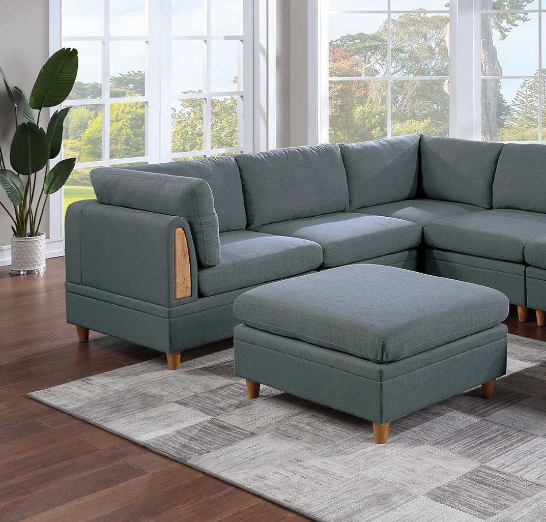 Steel Gray Dorris Fabric 8-Piece Sectional Sofa Set