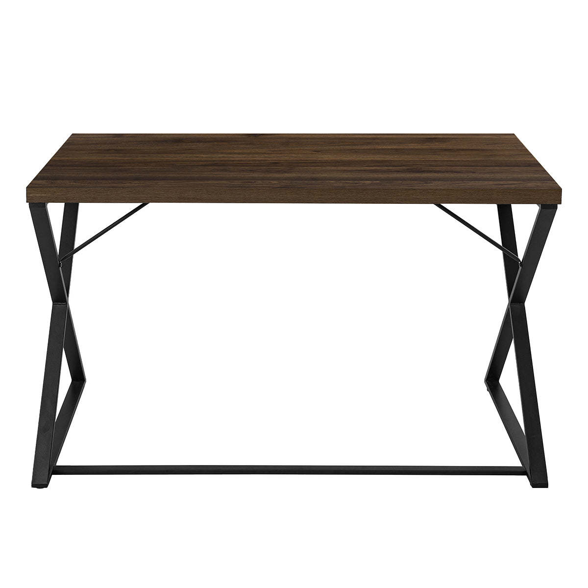 Walnut and Black Computer Desk with X Legs - Modern Home Office Desk