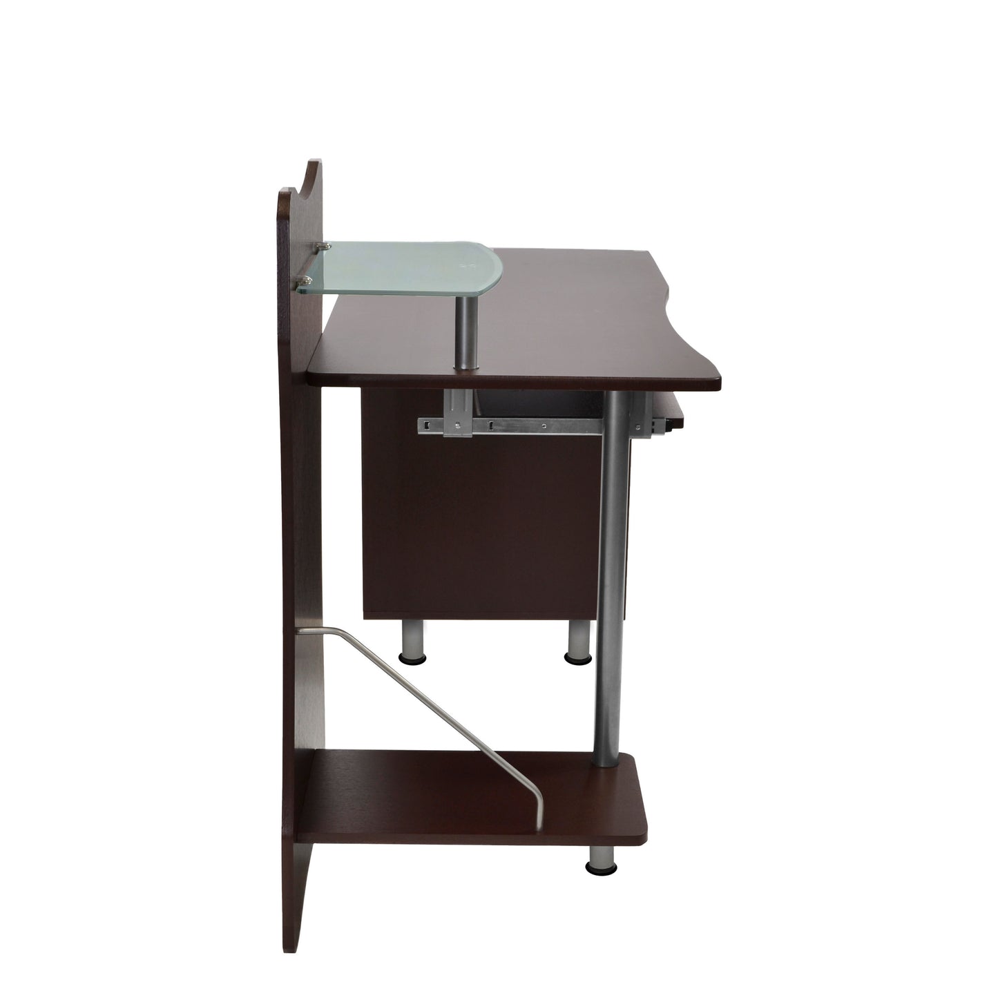 Sophisticated Chocolate Computer Desk with Enhanced Storage Options