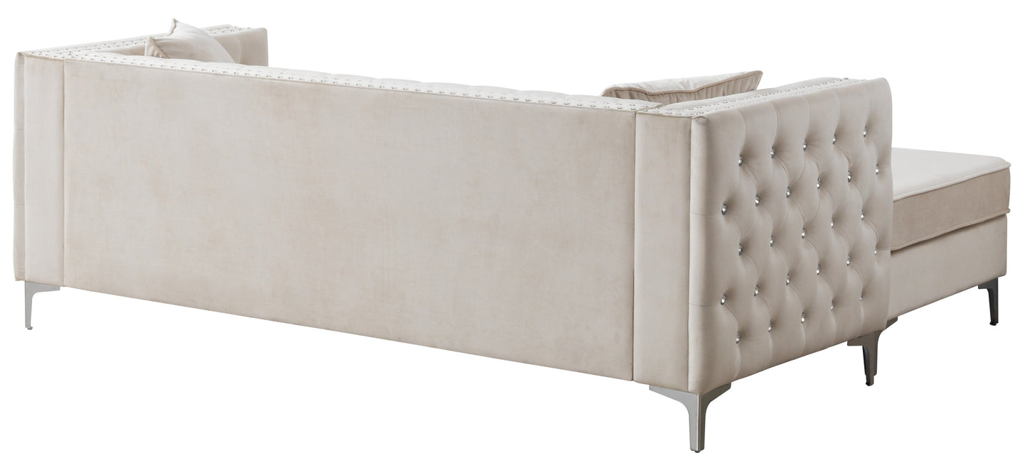 Paige G827B-SC Ivory Velvet Sofa Chaise