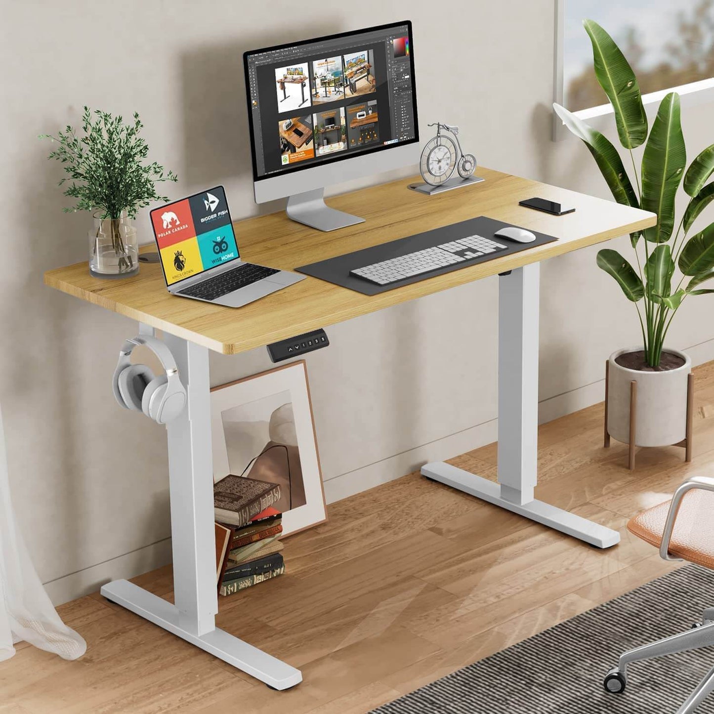 Electric Height Adjustable Standing Desk with High Weight Capacity, Yellow, 48'' x 24 - Smooth Motor System and Advanced Features