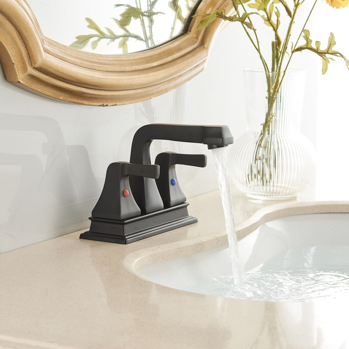Matte Black 2-Handle Bathroom Faucet with Spot Defense Technology