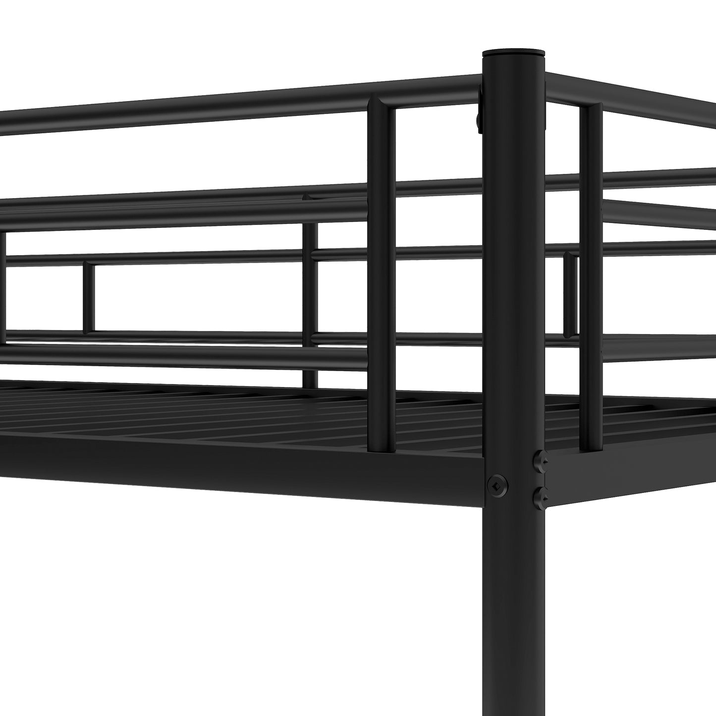 Twin Bunk Bed with Trundle - Space-Saving Black Design