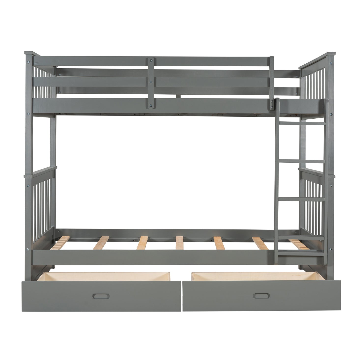 Gray Twin Bunk Bed with Two Drawers - Maximized Space and Versatile Galore