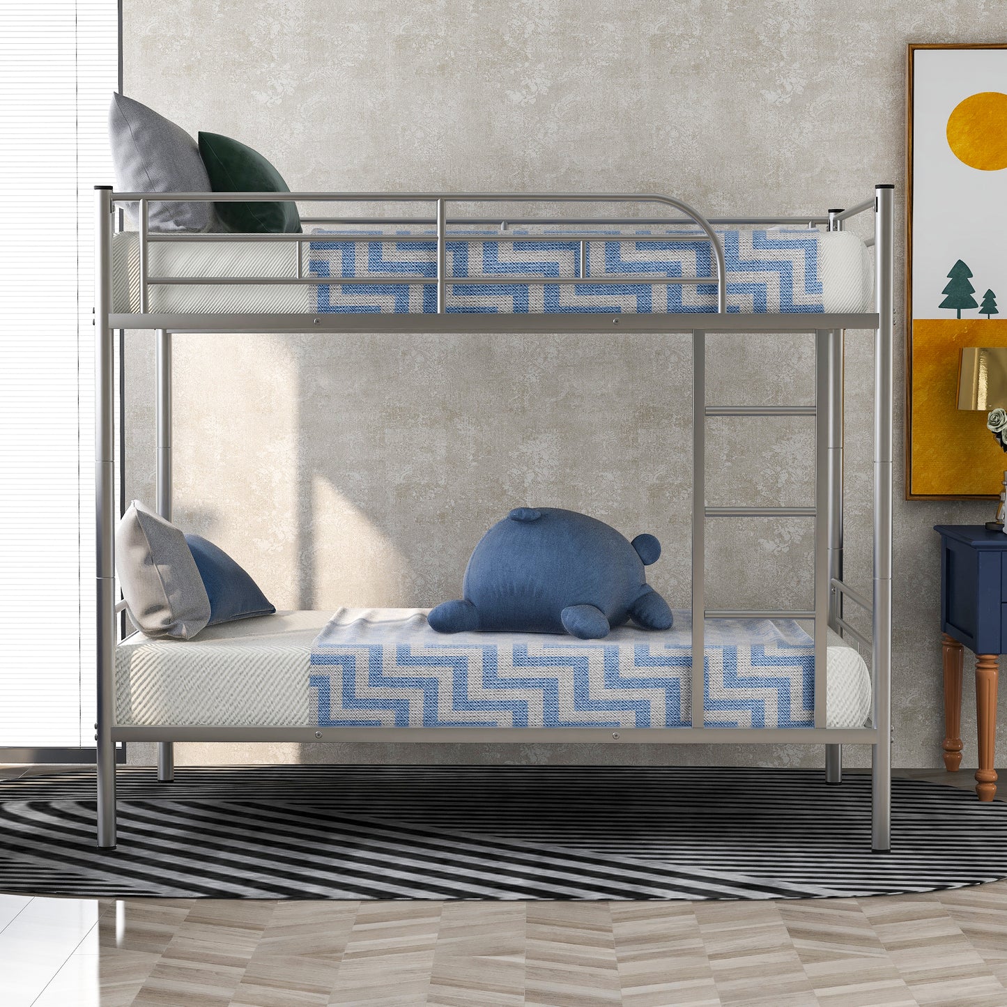 Contemporary Metal Twin Bunk Bed - Innovative Space-Saving Choice