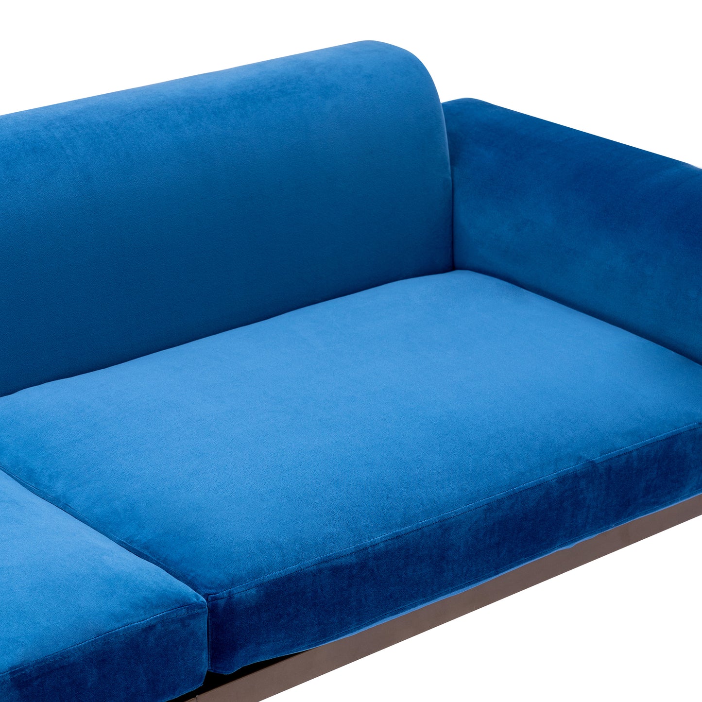 Modern Velvet Sofa with Metal Legs,Loveseat Sofa Couch with Two Pillows for Living Room and Bedroom,Blue