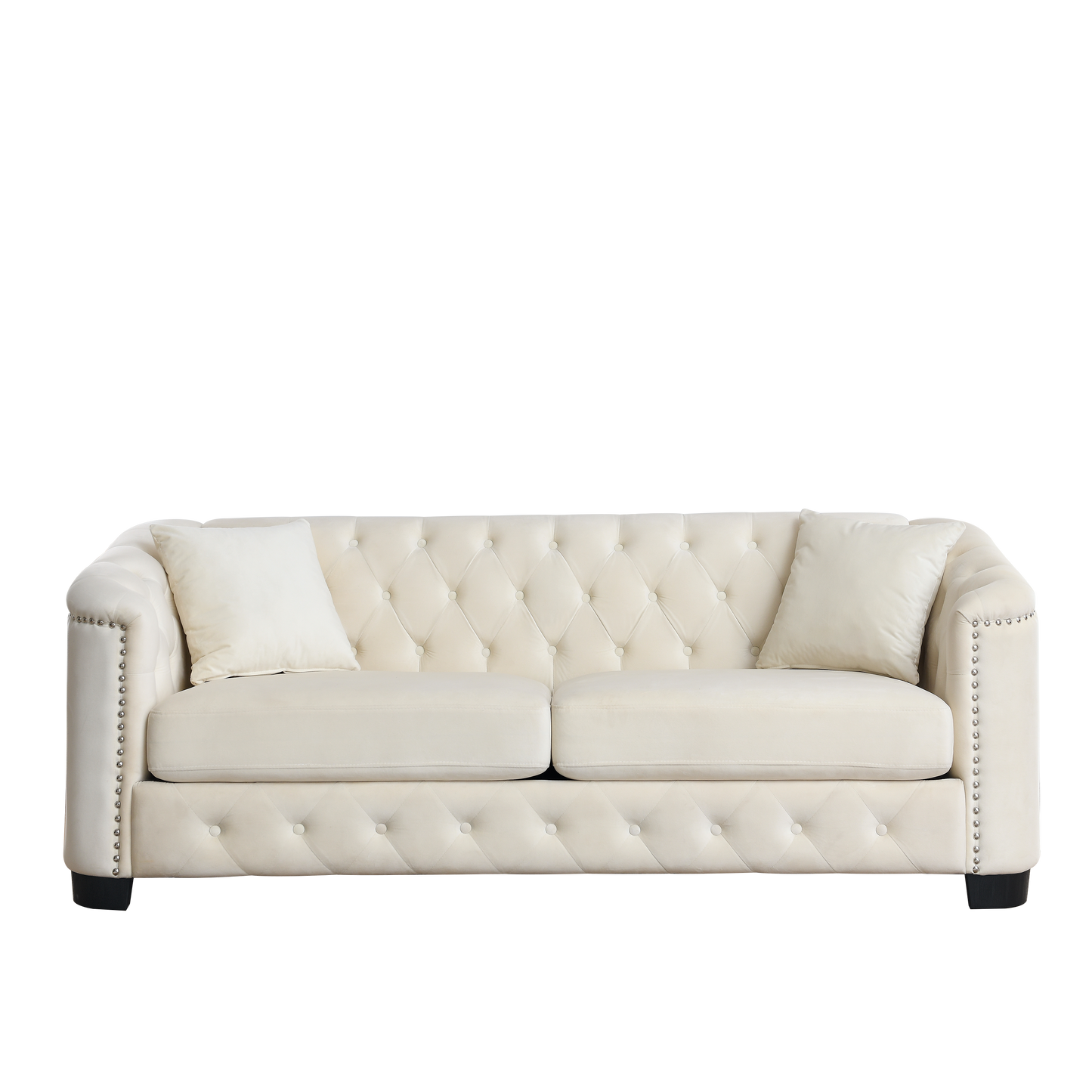 Luxurious Velvet Beige 3-Seater and 2-Seater Combination Sofa