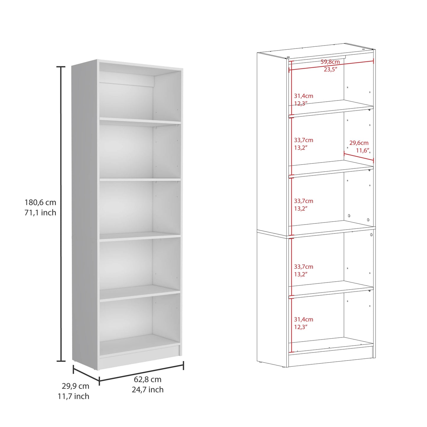 Blende 3 Piece Living Room Set with 3 Bookcases, White