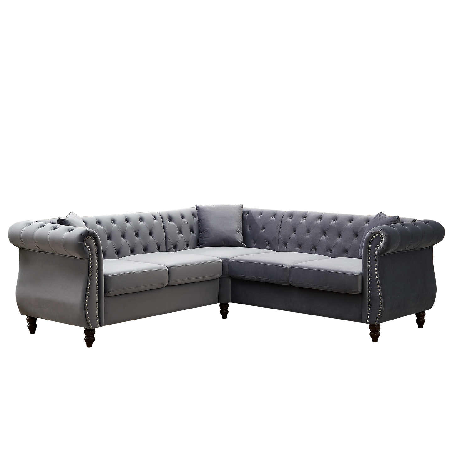 83.5-Inch Oversized L-Shaped Sectional Couch with 3 Pillows