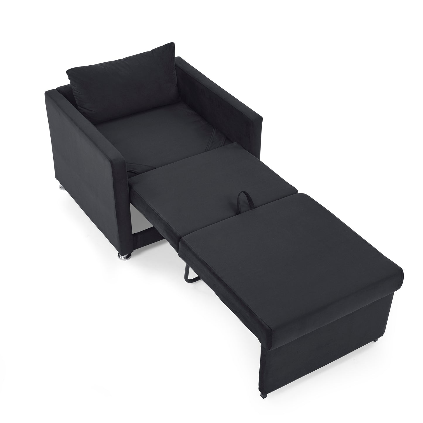 Sofa Bed Chair 2-in-1 Convertible Chair Bed, Lounger Sleeper Chair for Small Space with One Pillow, Black Velvet