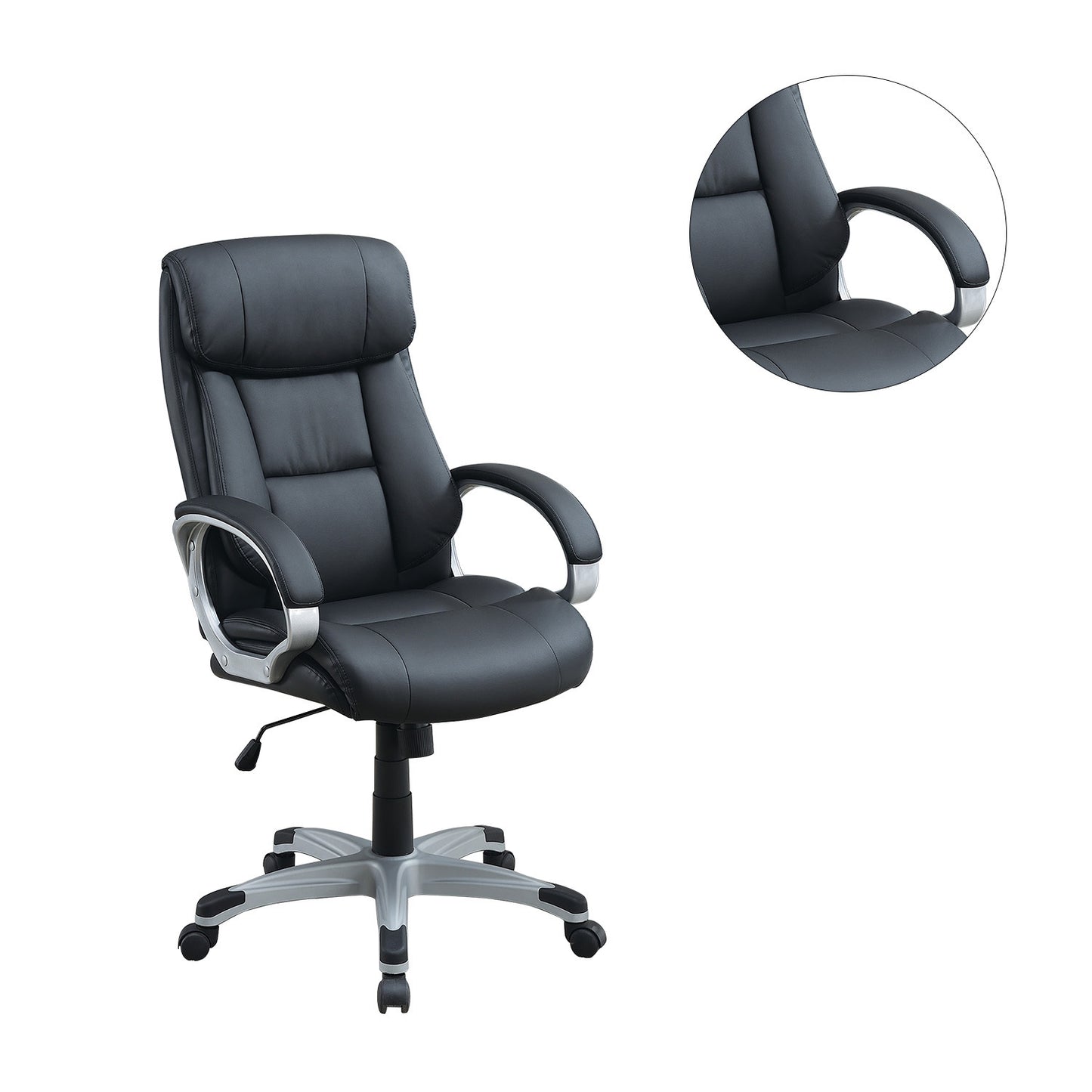 Adjustable Height Office Chair with Padded Armrests, Black