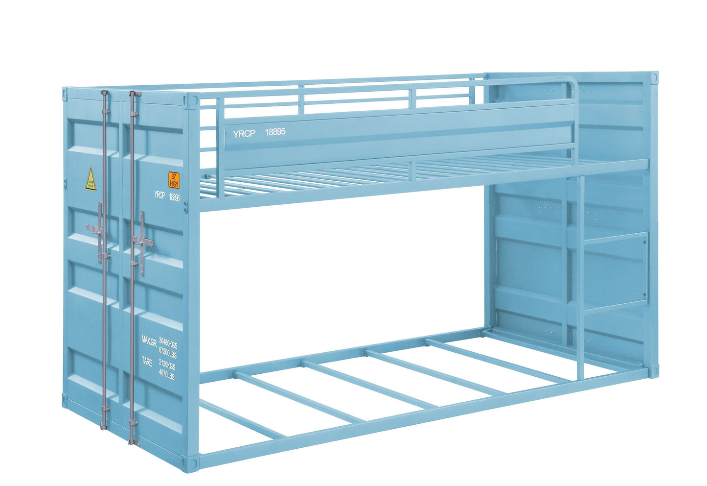 Container Twin Bunk Bed with Aqua Finish - Cargo Style