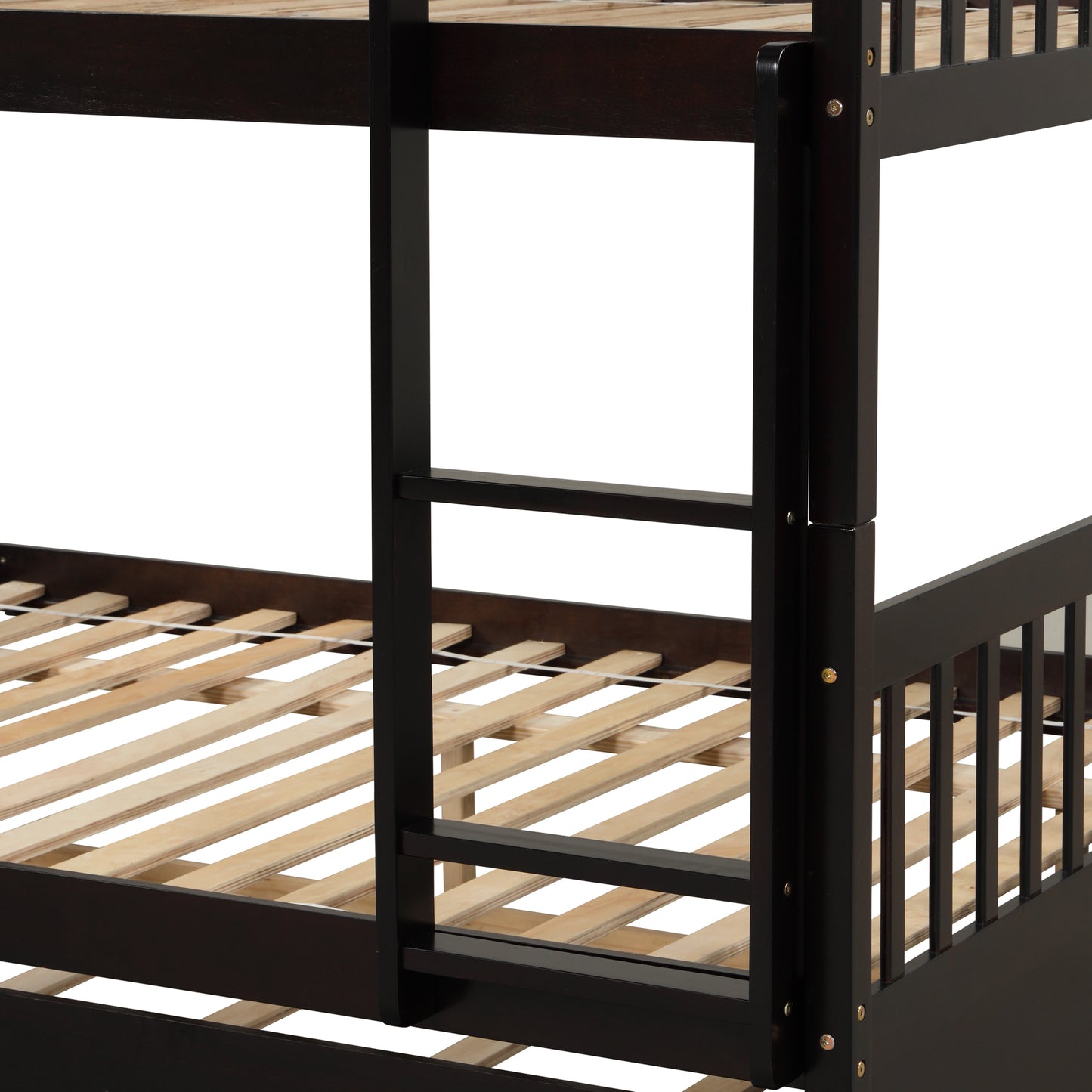 Espresso Rustic Full Size Bunk Bed Set with Trundle