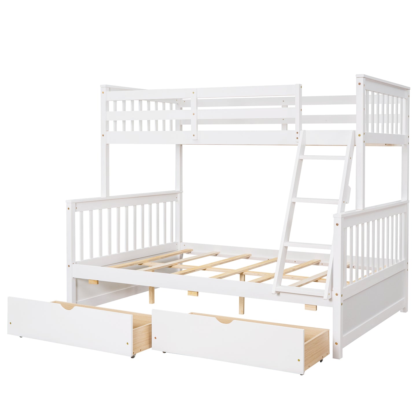 Twin/Full Bunk Bed with Stairs, Drawers, and Flexible Layout