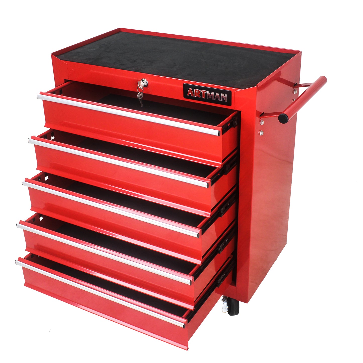 5 DRAWERS MULTIFUNCTIONAL TOOL CART WITH WHEELS-RED