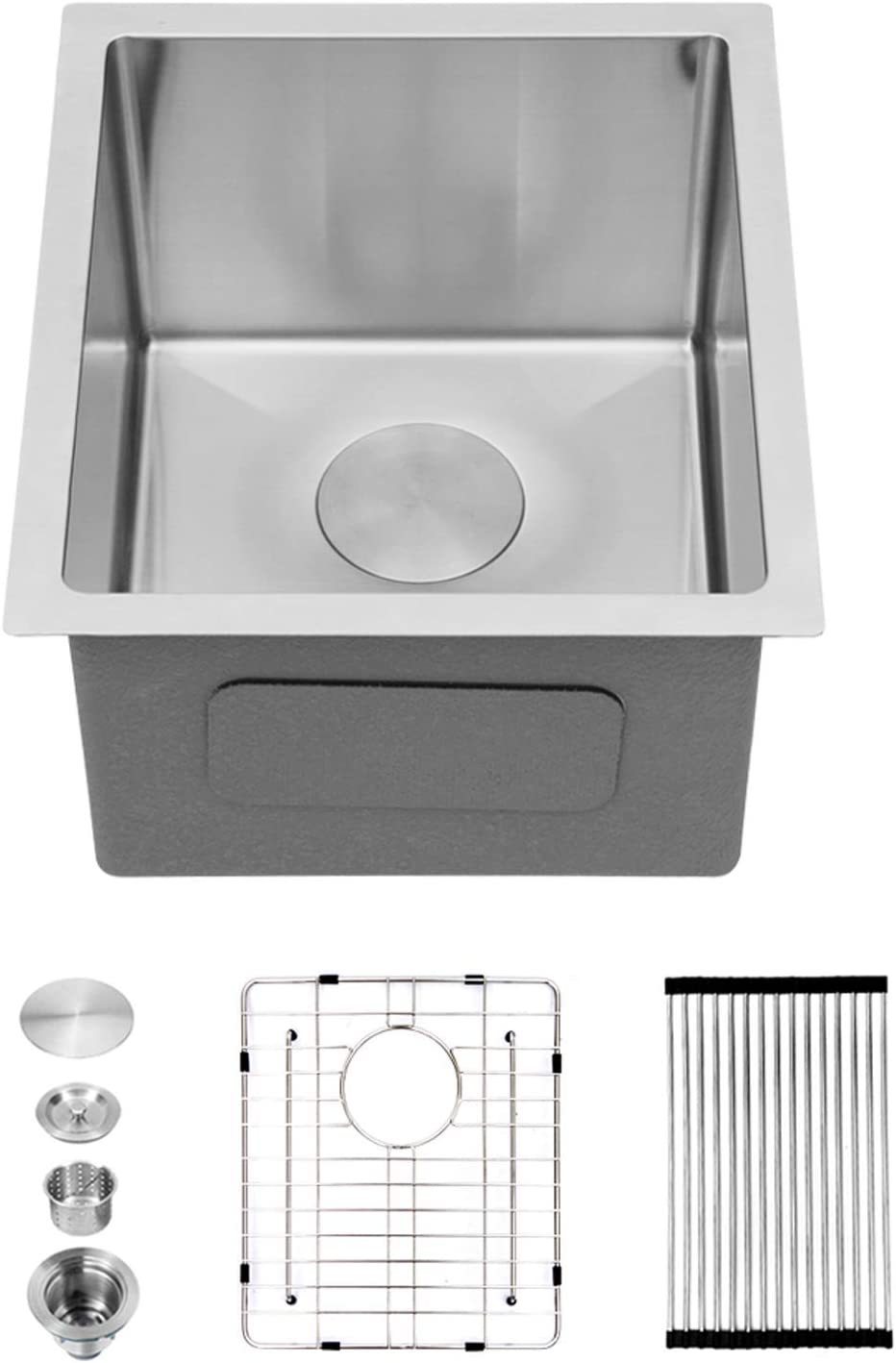 Sarlai 14x18 Stainless Steel Undermount Bar Sink with Accessories