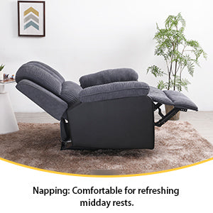 Corduroy + PU material thickened with side pockets armrests ergonomic power sofa chair with 8-point massage heating function