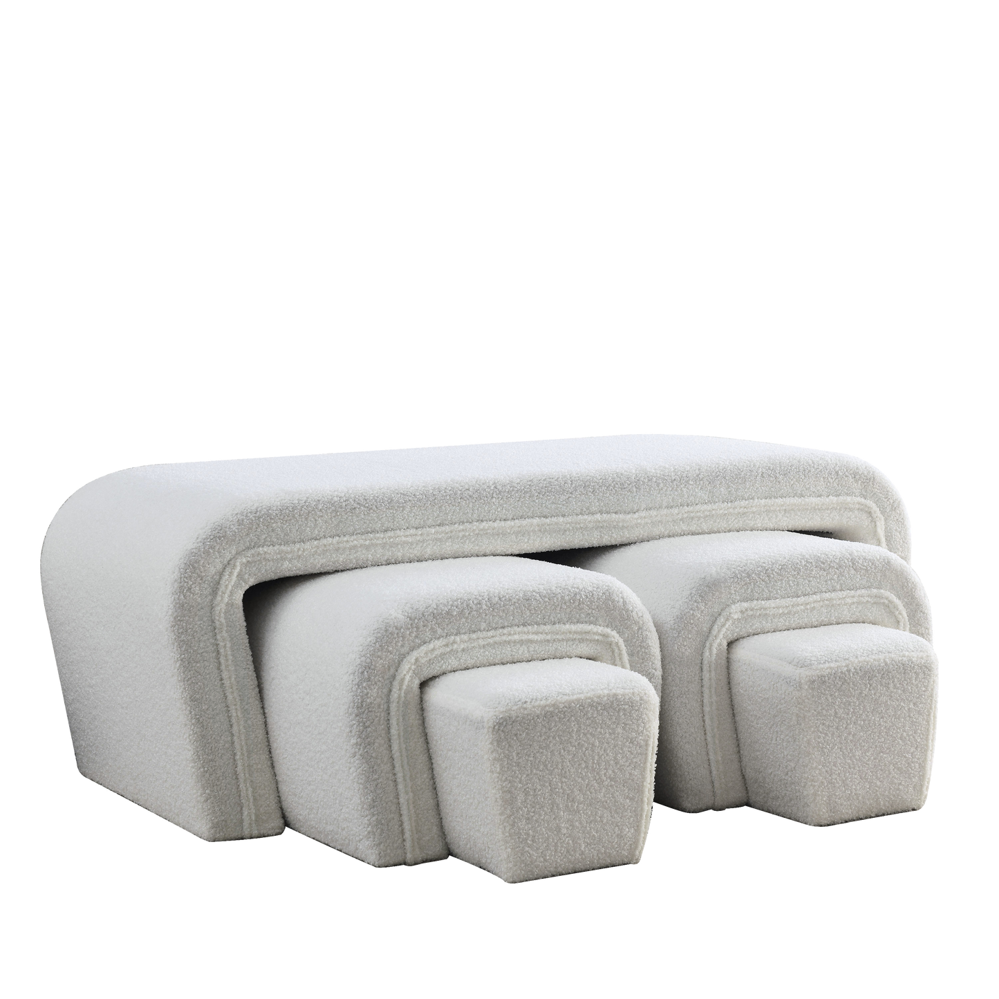 [Video]Welike 46" W Modern Contemporary Upholstered Nesting Bench, including Four nesting benches, teddy