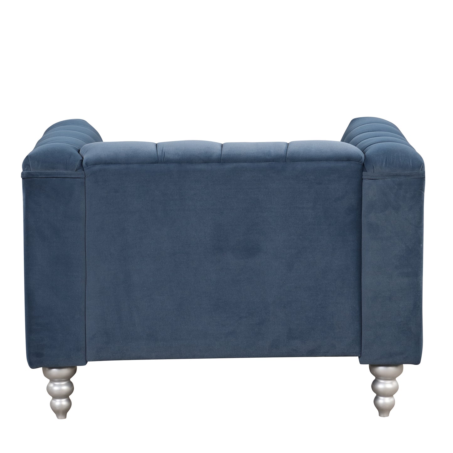 42 Blue Modern Upholstered Sofa with Buttoned Tufted Backrest