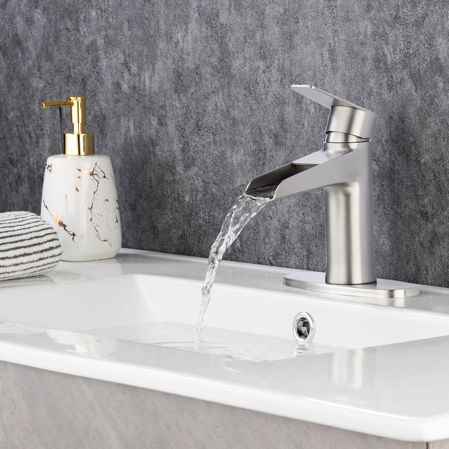 Elegant Matte Black Waterfall Bathroom Faucet