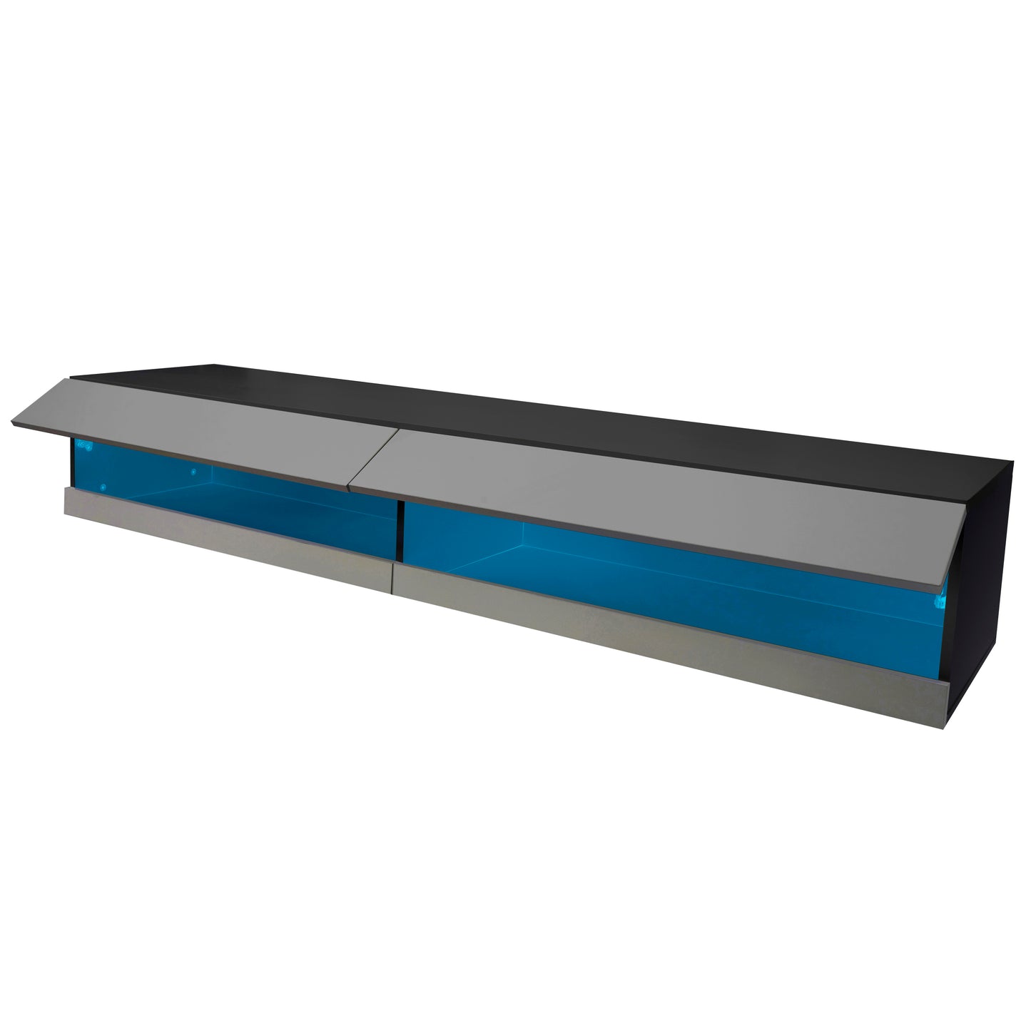 Wall Mounted 80 TV Stand with Integrated 20-Color LEDs, Black and Grey