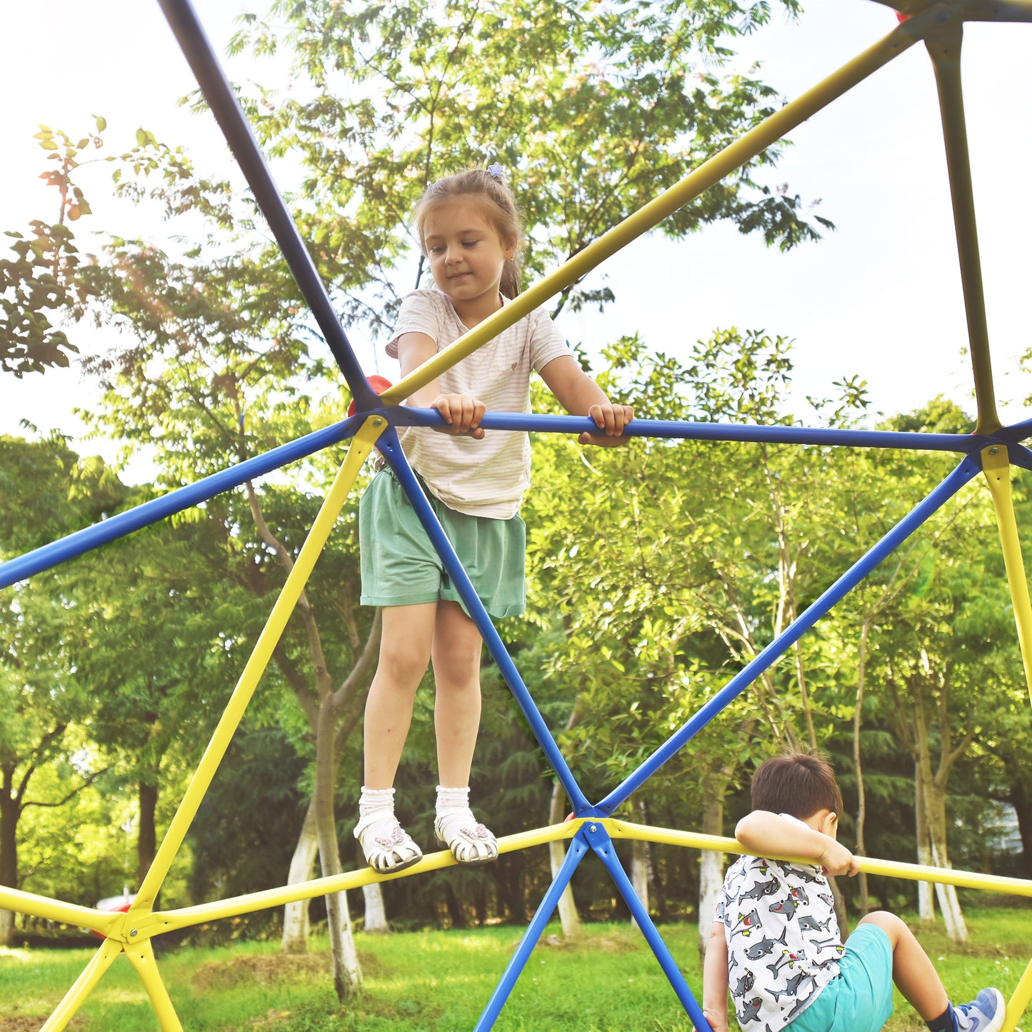 Children's Geometric Jungle Gym Dome Climber - 10 ft Playground Climbing Frame with Rust & UV Resistant Steel, Supports 1000 LBS