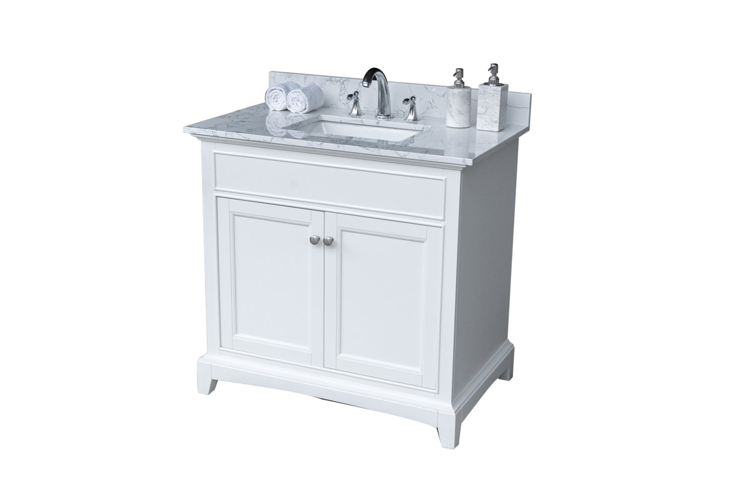 Montary 37"x 22" bathroom stone vanity top Carrara jade engineered marble color with undermount ceramic sink and 3 faucet hole with backsplash