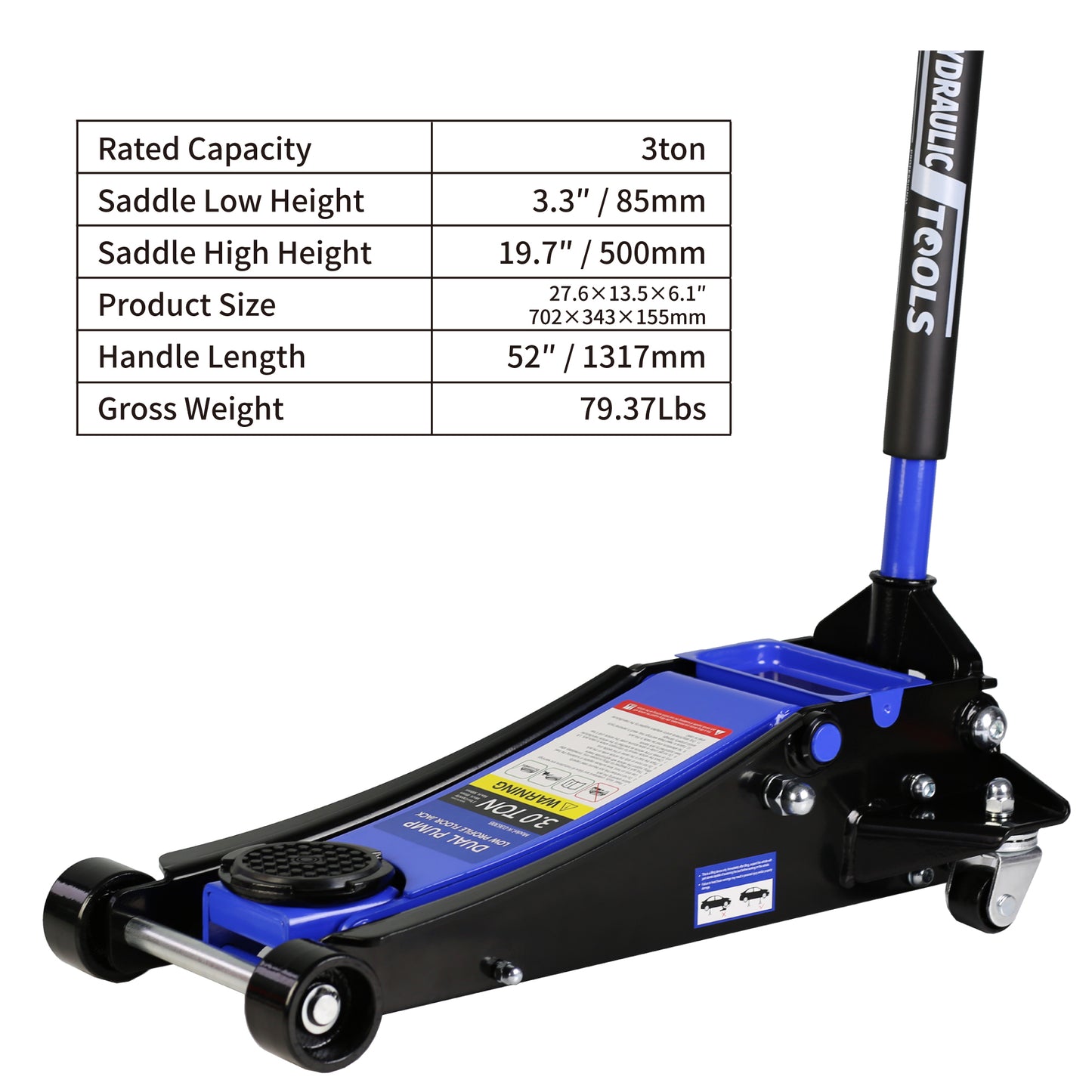 Ultra-Low Hydraulic Car Jack with Dual Piston Quick Lift Pump