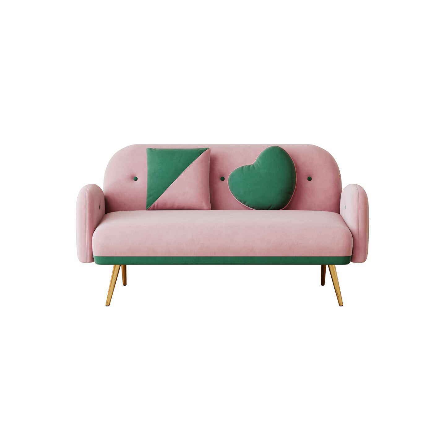 58 Pink Velvet Sofa with 2 Pillows for Small Spaces