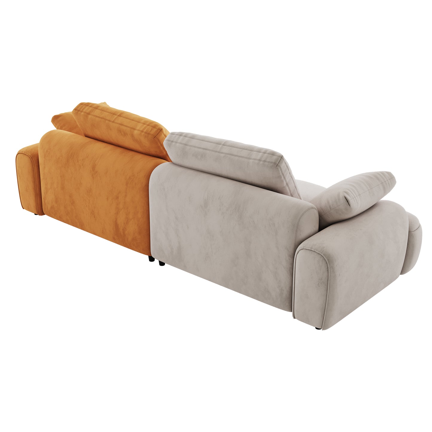 86.6″ Modern Beige and Yellow Upholstered Sofa with Two-Seat Capacity