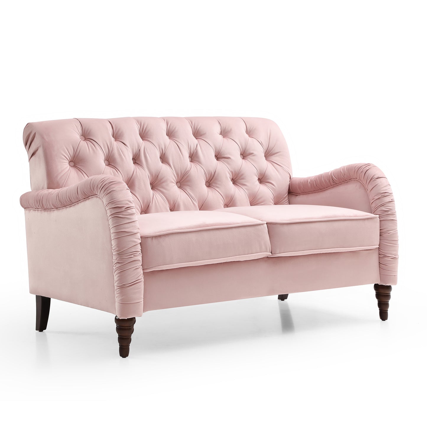 Pink Velvet Chesterfield 2-Seater Modern Sofa