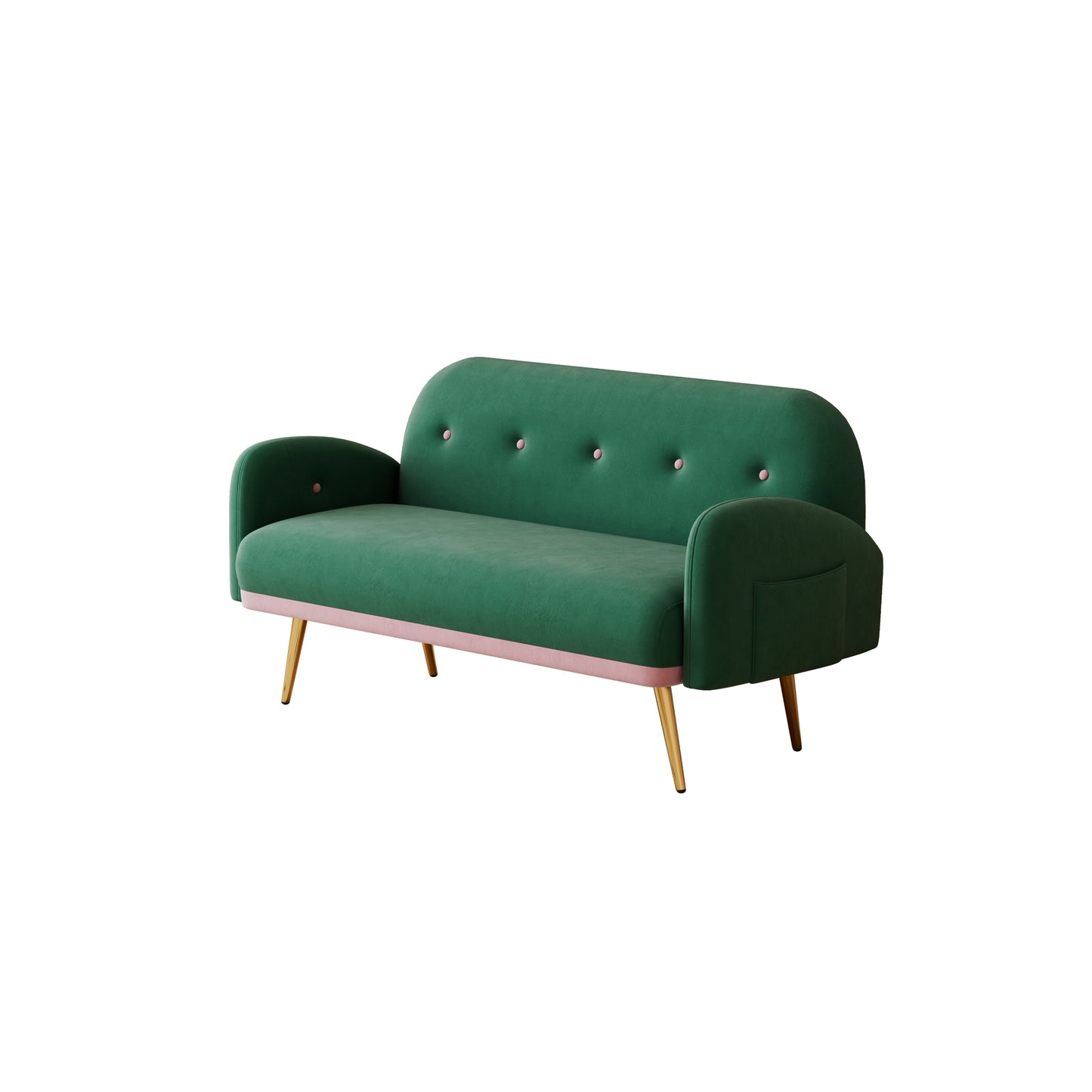 58 Green Velvet Sofa with 2 Pillows for Small Spaces