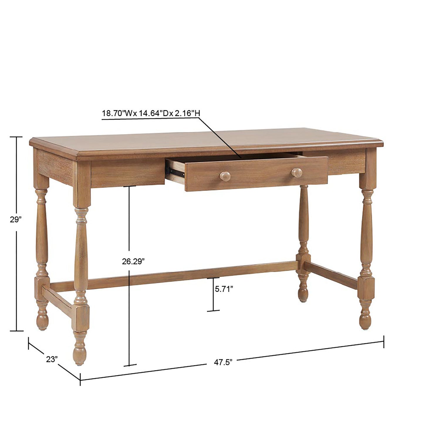 Tabitha Wooden Desk with Turned Legs and Drawer