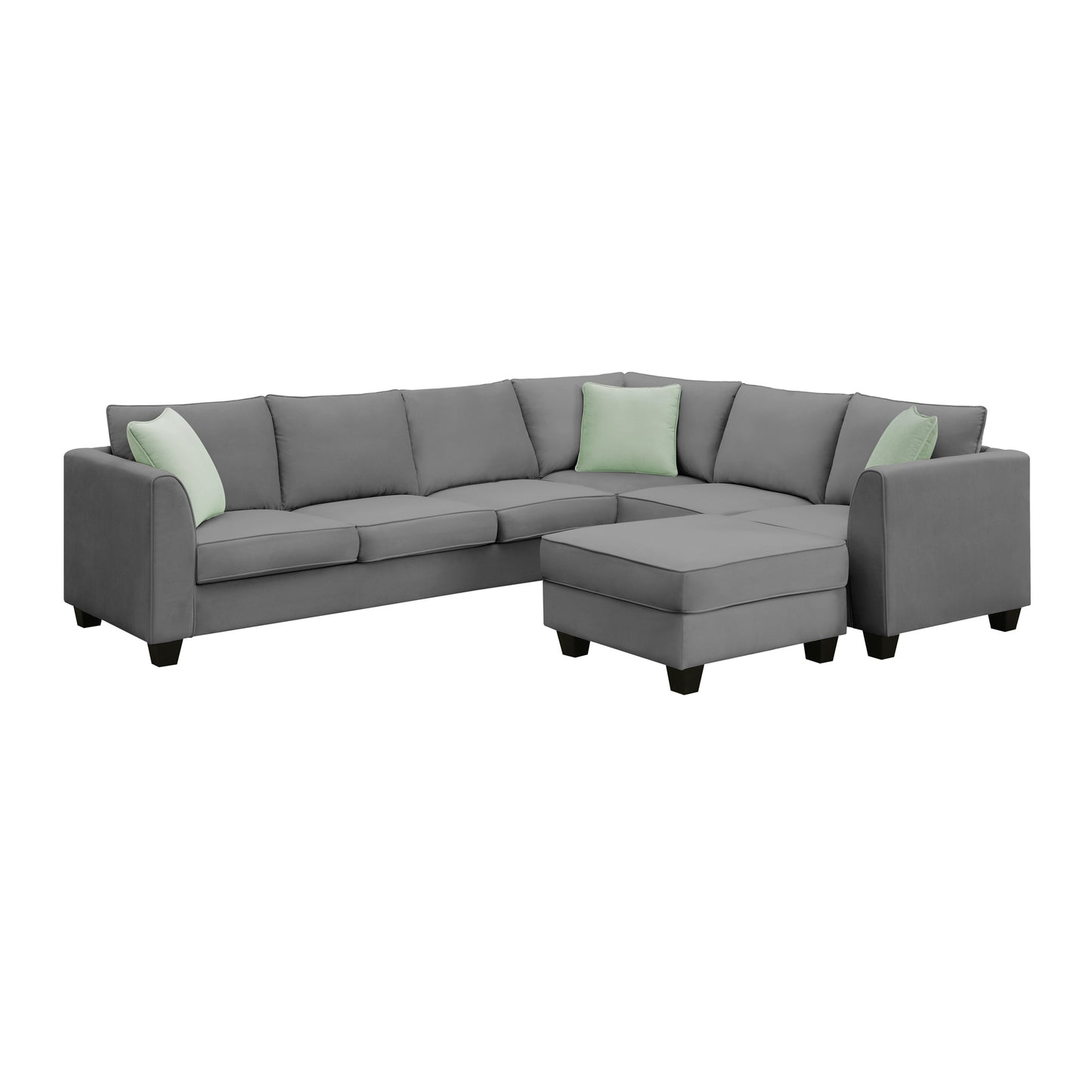 7-Seat Modular Sectional Sofa with Ottoman and Pillows - Grey (New GS008210AAG)