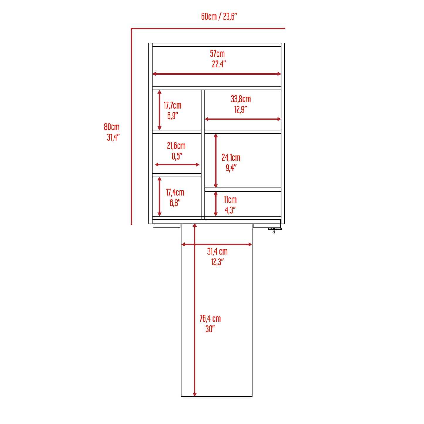 Vatta Foldable Wall-Mounted Table with Seven Internal Shelves - White