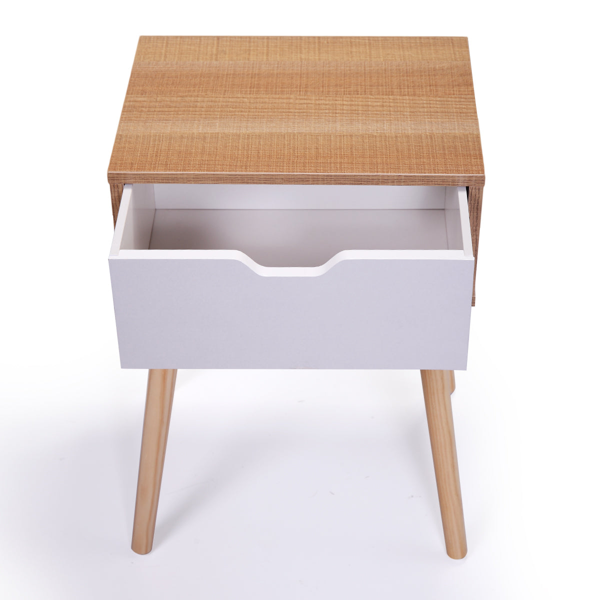 Set of 2 Nightstand, Modern End Table with Drawer, Wooden Side Table for Living Room and Bedroom, Home Furniture, Natural