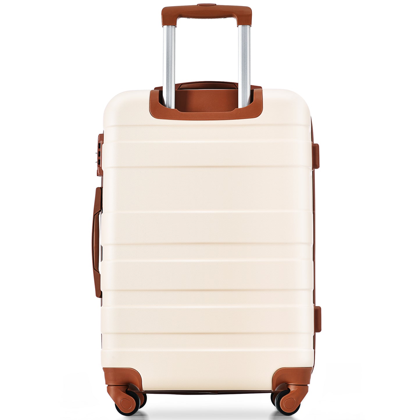 Luggage Sets 4 Piece, Expandable ABS Durable Suitcase with Hanging Toiletry Bag, Carry On Luggage Suitcase Set with 360° Spinner Wheels, Ivory and Brown