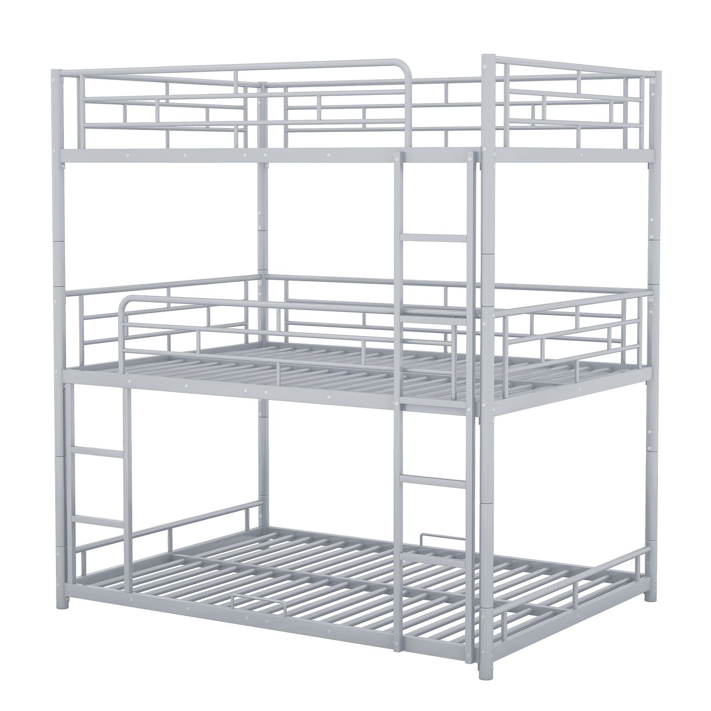 Silver Metal Triple Bunk Bed for Full Size