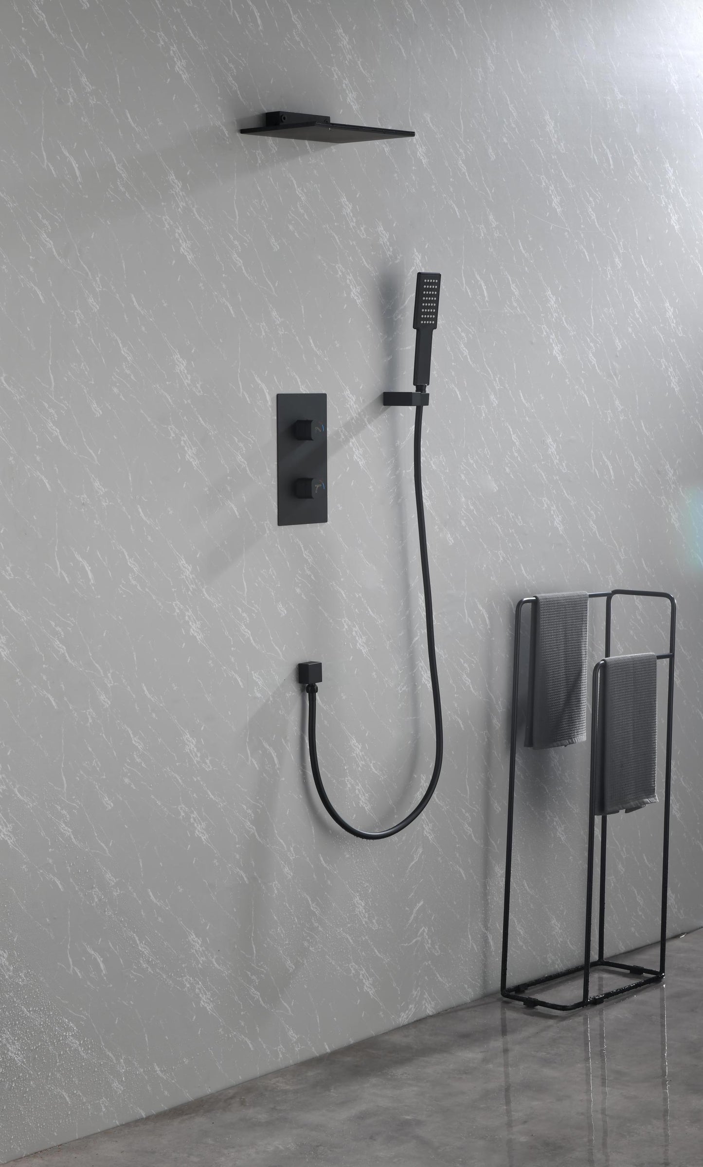 Luxurious Wall-Mounted Waterfall Shower System with Handheld Shower