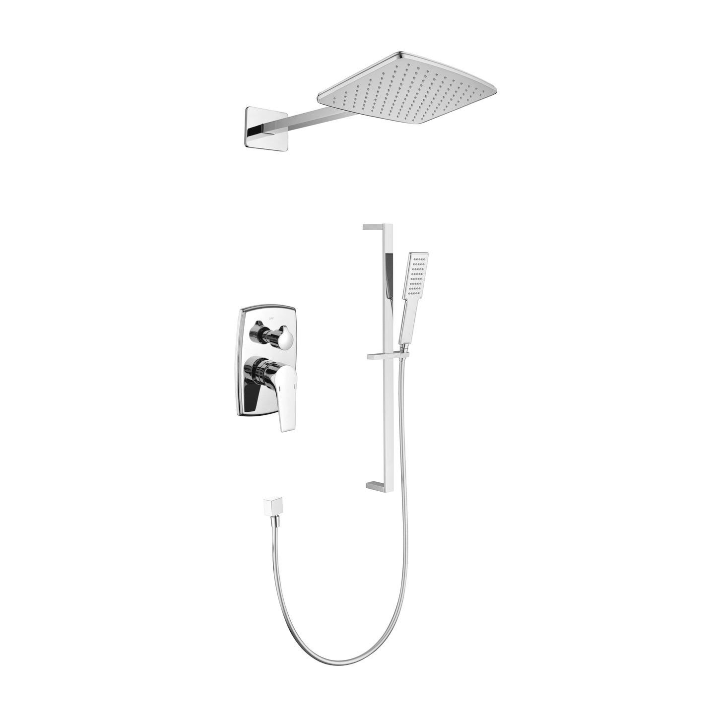 Luxurious Rainfall Shower System with Hand Shower and Slide Bar