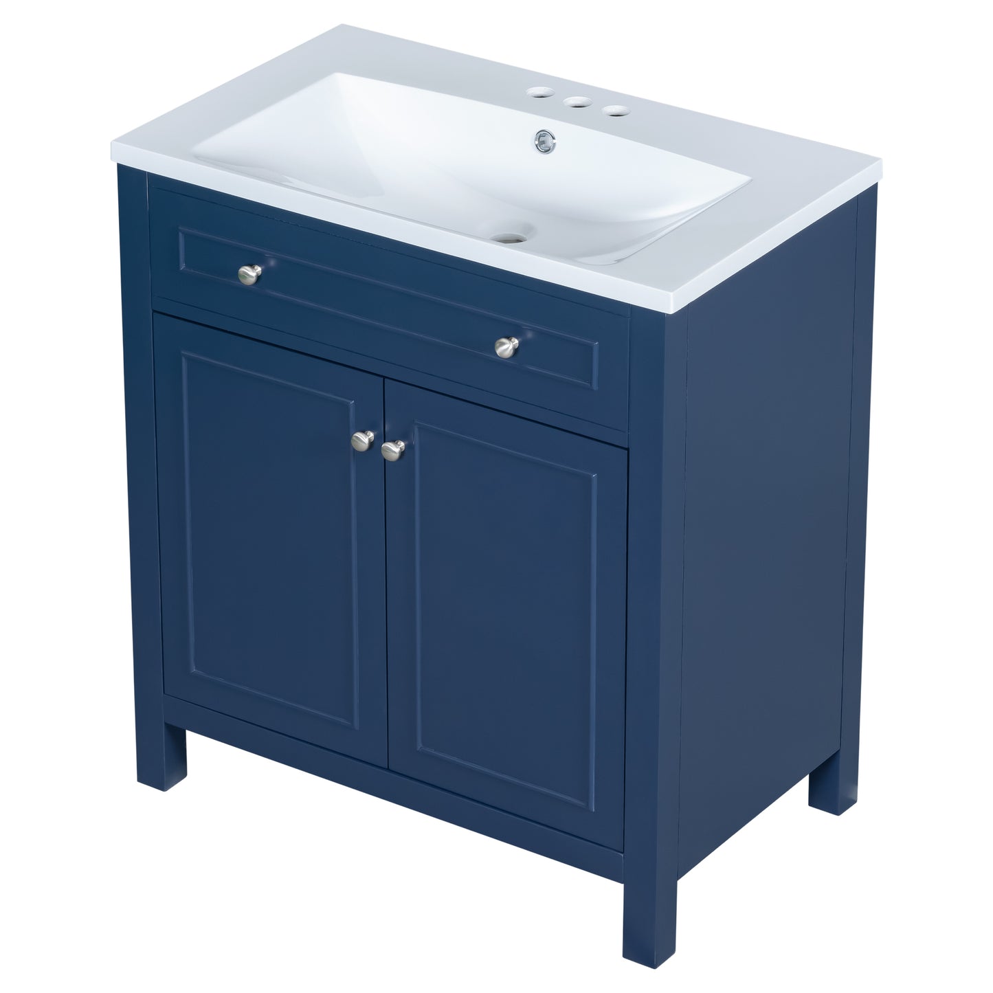 30" Bathroom Vanity Cabinet with Sink Top, Bathroom Storage Cabinet with Two Doors and Adjustable Shelf, Blue