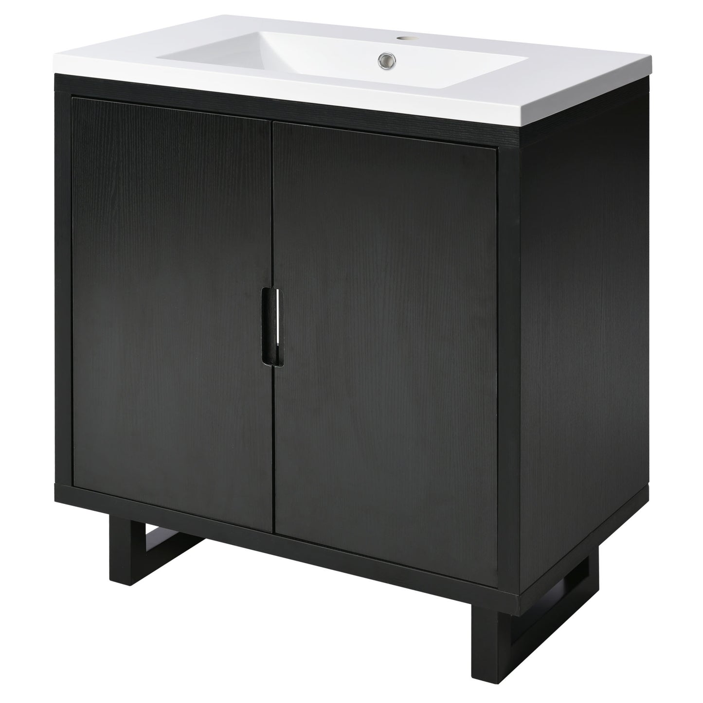 [Cabinet Only] 30" Bathroom vanity, black(Sink not included)