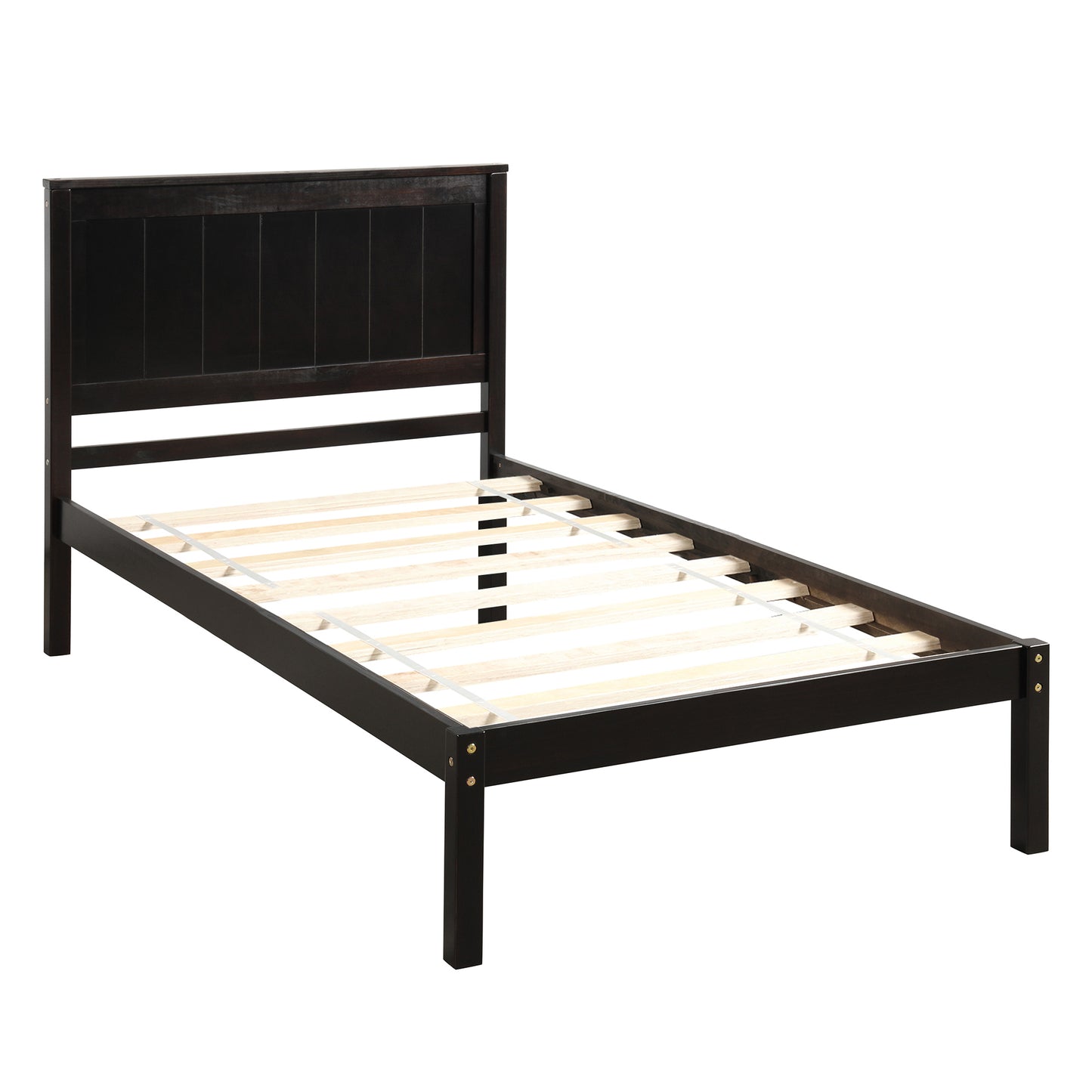 Platform Bed Frame with Headboard, Wood Slat Support, No Box Spring Needed, Twin, Espresso