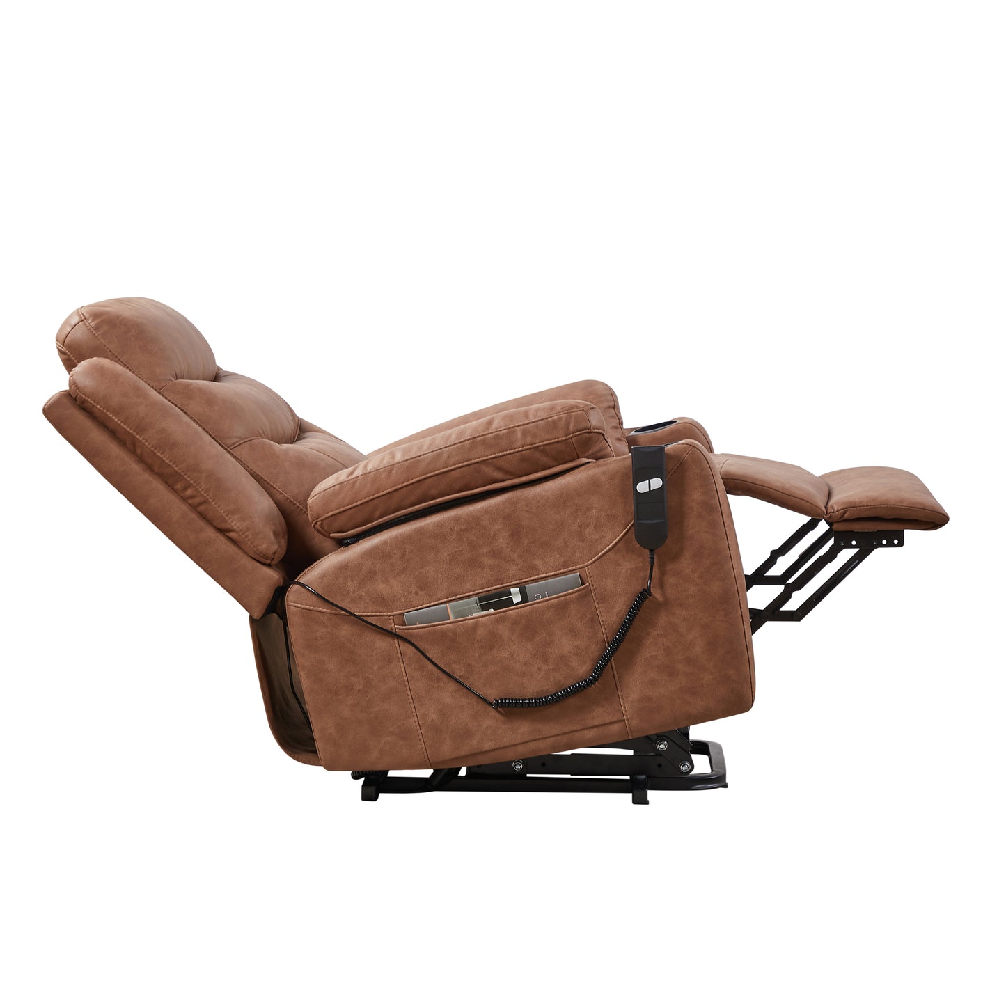 Electric Power Lift Recliner Chair with 3 Positions, Cup Holders, and Suede Fabric by Liyasi