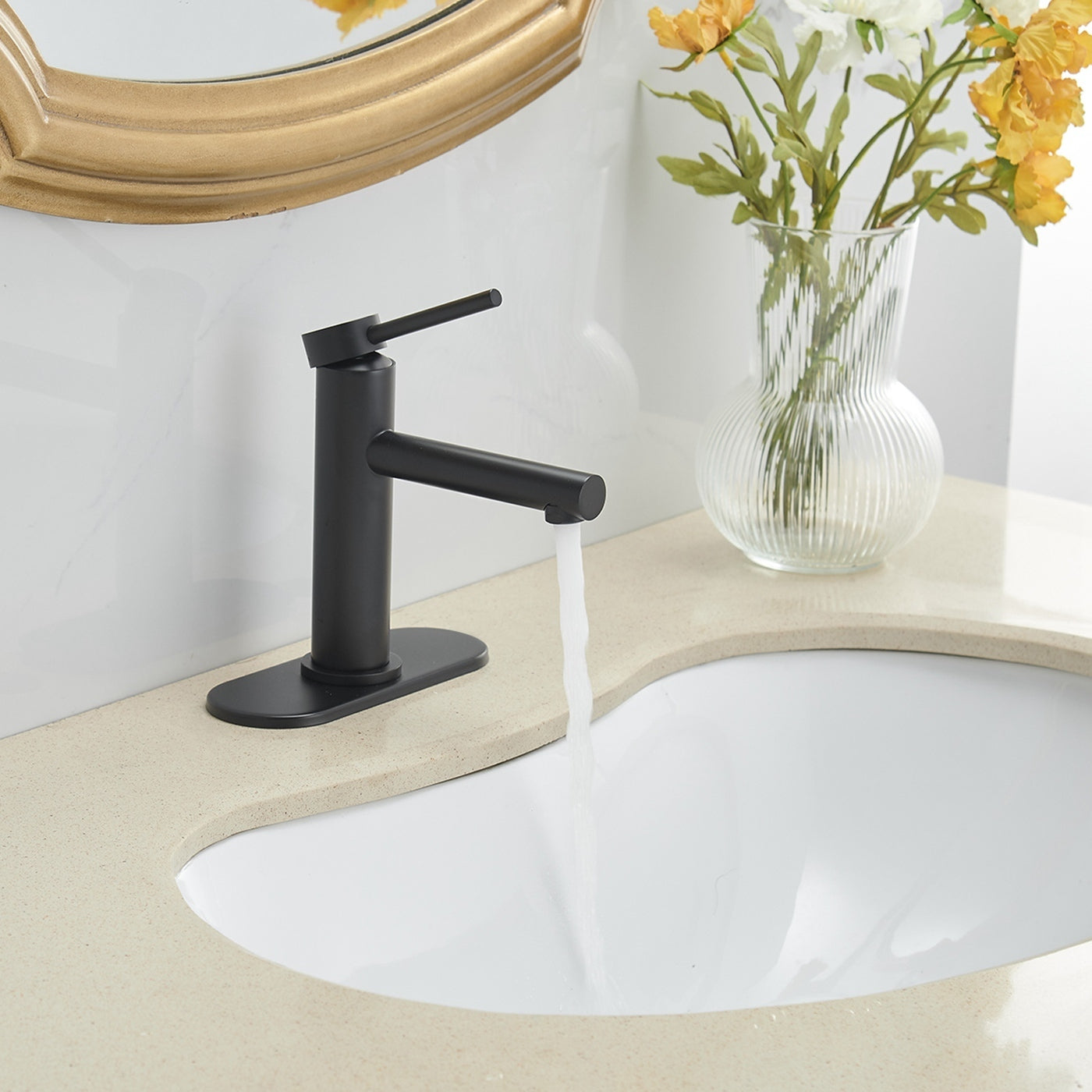 Matte Black Single-Handle Bathroom Faucet with Single Hole