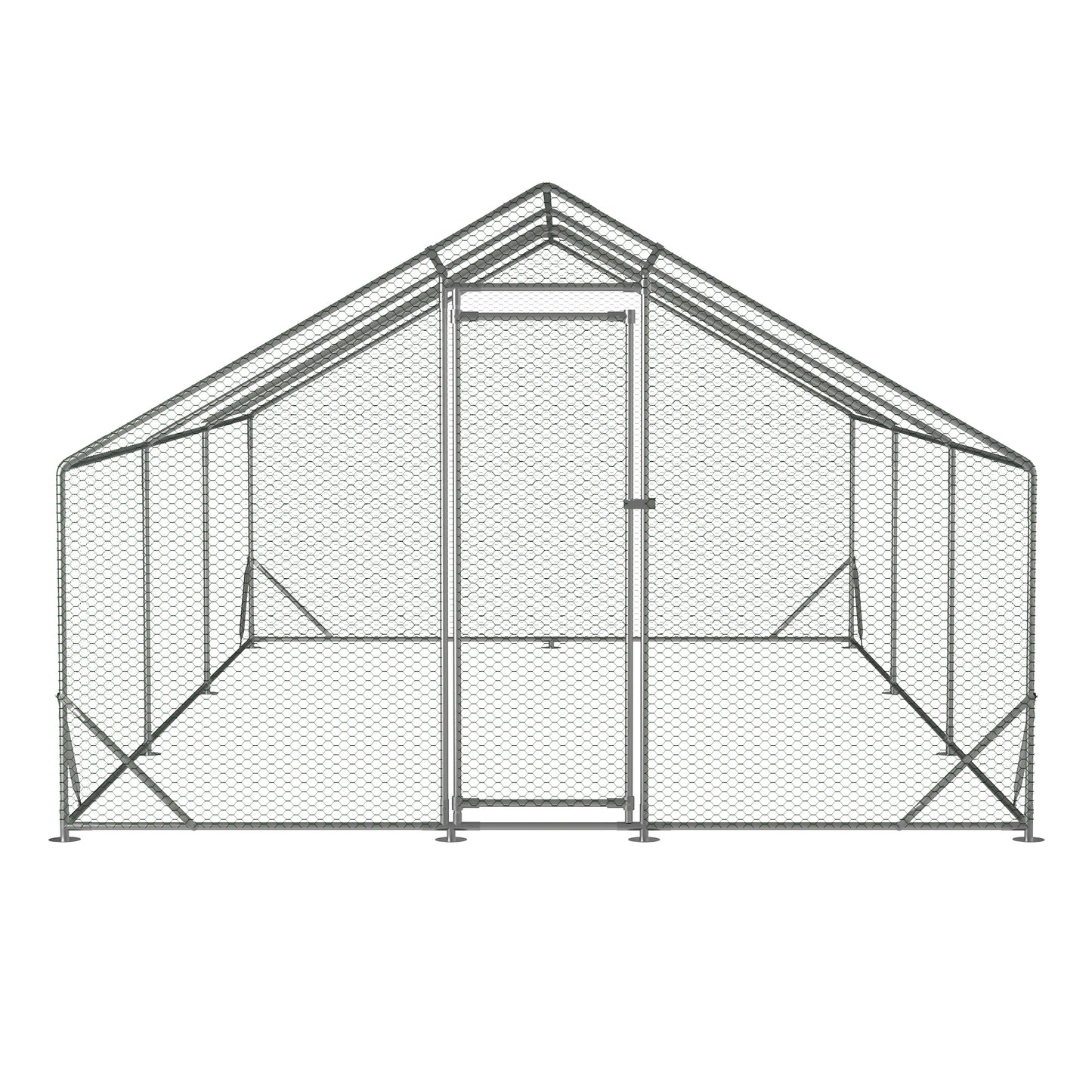 Large Metal Chicken Coop, Walk-in Chicken Run,Galvanized Wire Poultry Chicken Hen Pen Cage, Rabbits Duck Cages with Waterproof and Anti-Ultraviolet Cover for Outside(10' L x 20' W x 6.56' H)