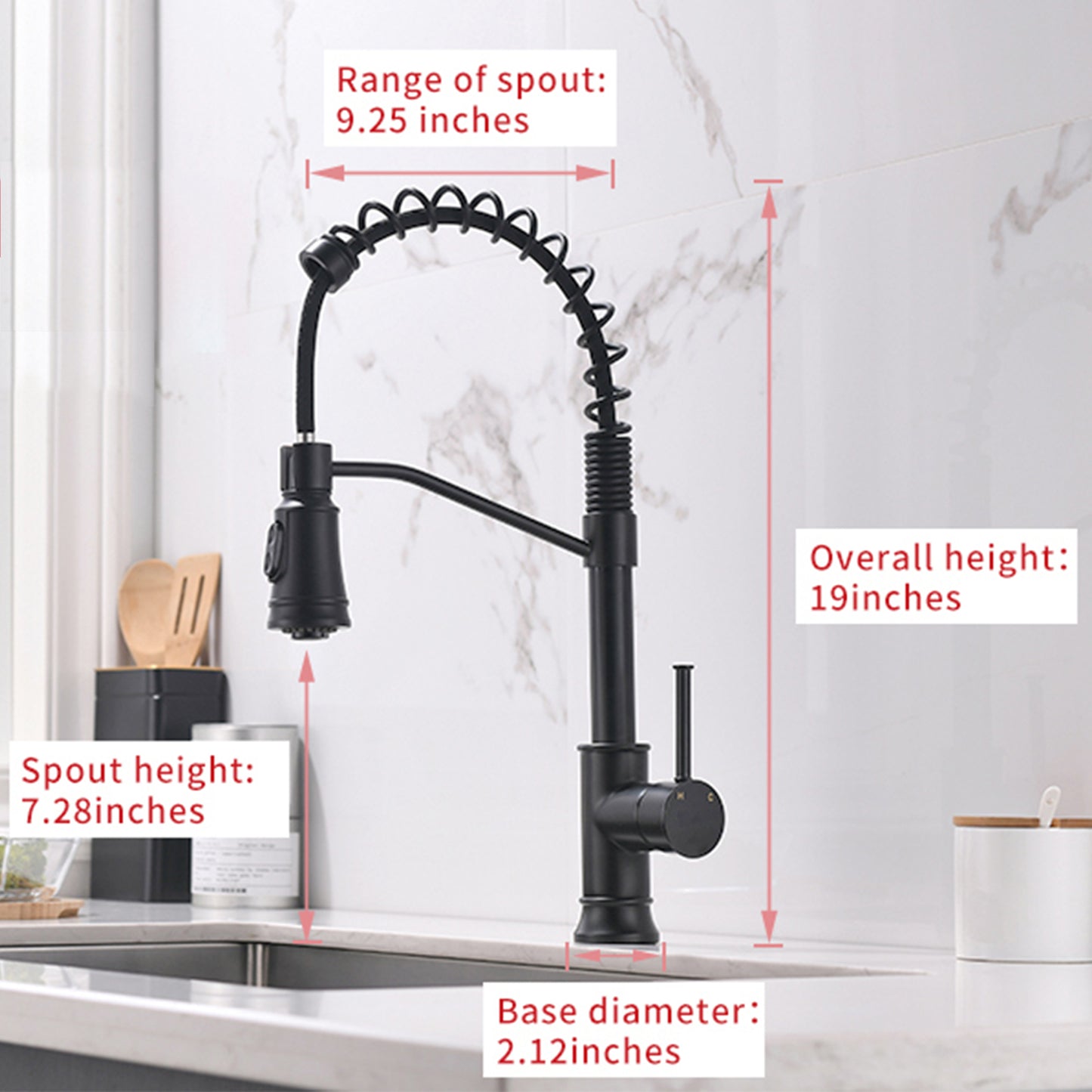 Kitchen Faucet with Pull Out Sprayer Black Stainless Steel Single Handle 
 Kitchen Sink Faucets